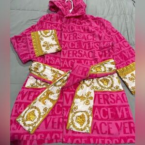 Versace Fuchsia and Gold Patterned Robe